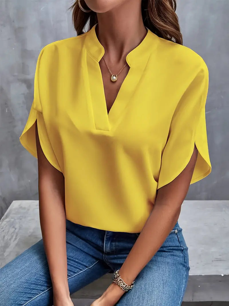 Ophelia | Elegant Draped Sleeve V-Neck Blouse