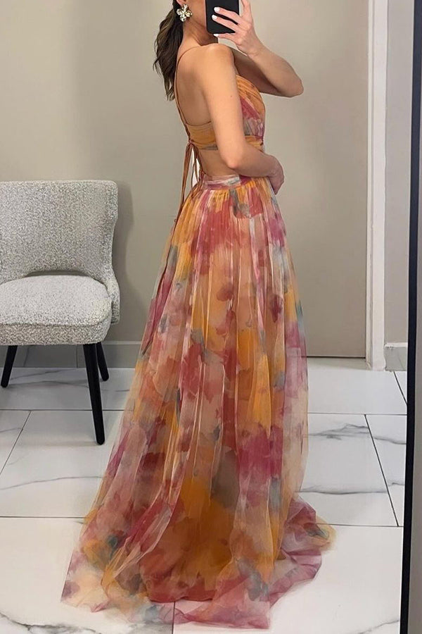 Chloe | Romantic Tie Dye Wrap Maxi Dress