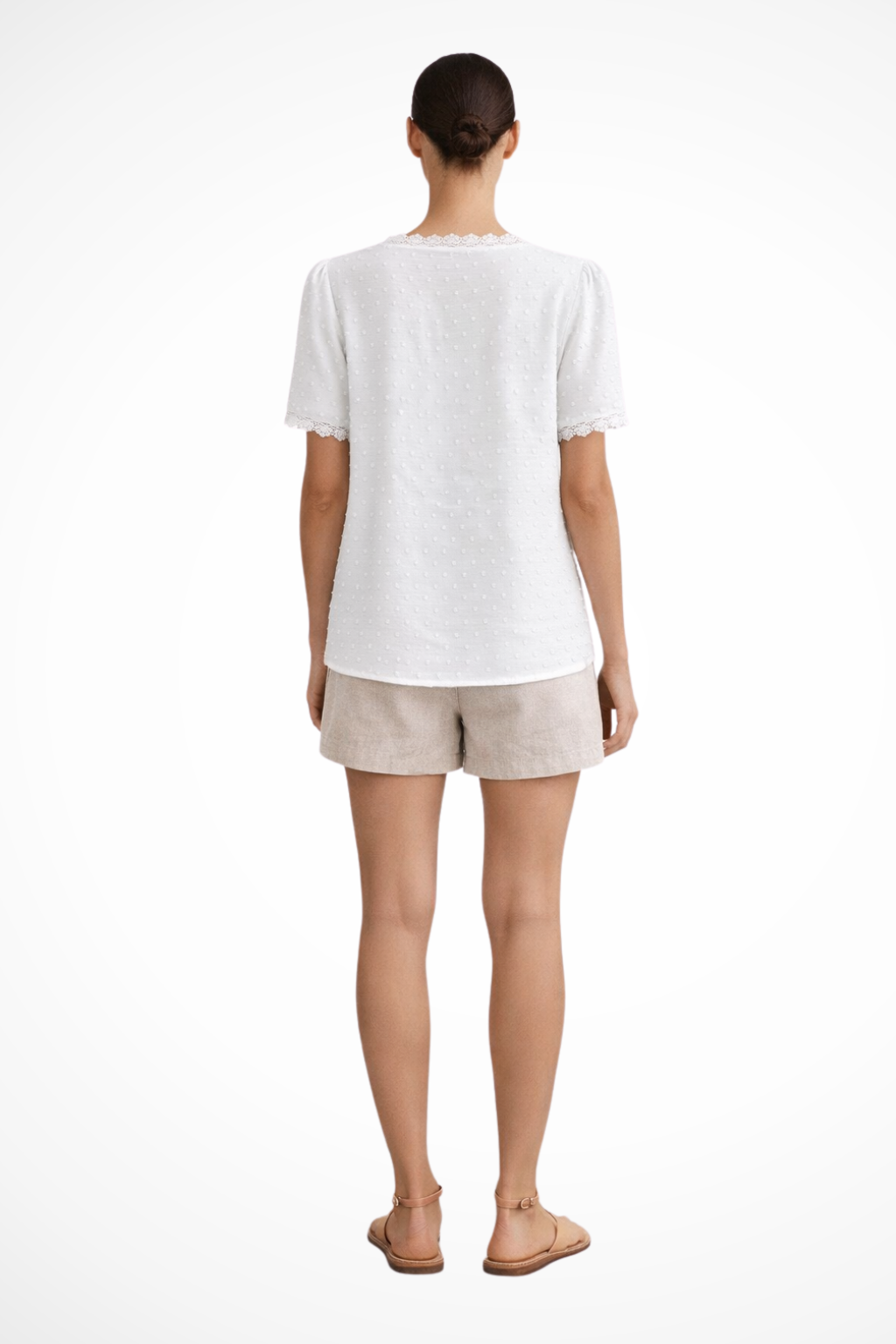 Women’s Textured V Neck Blouse - Spring Style with Short Sleeves