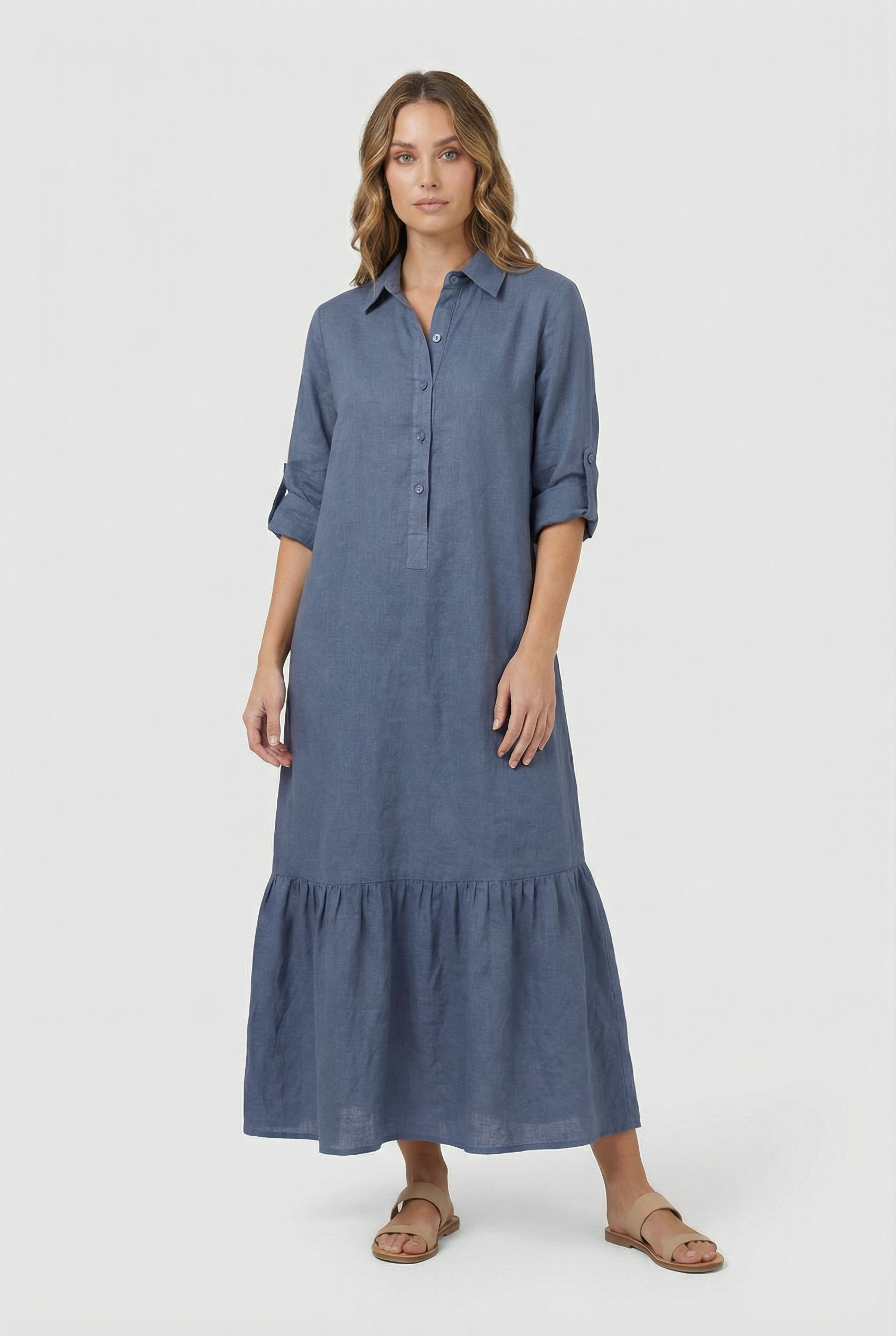 Clarissa | Effortless Tiered Shirt Maxi Dress