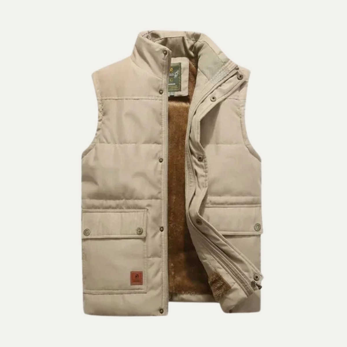 Men’s Insulated Winter Vest with High Neck and Button Front