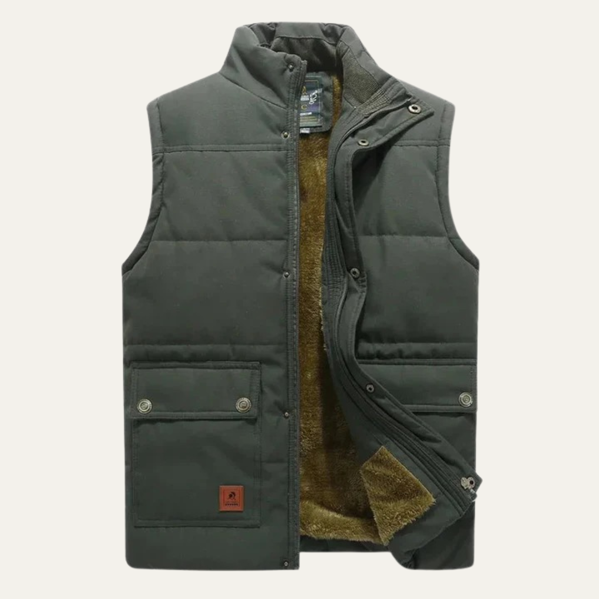 Men’s Insulated Winter Vest with High Neck and Button Front