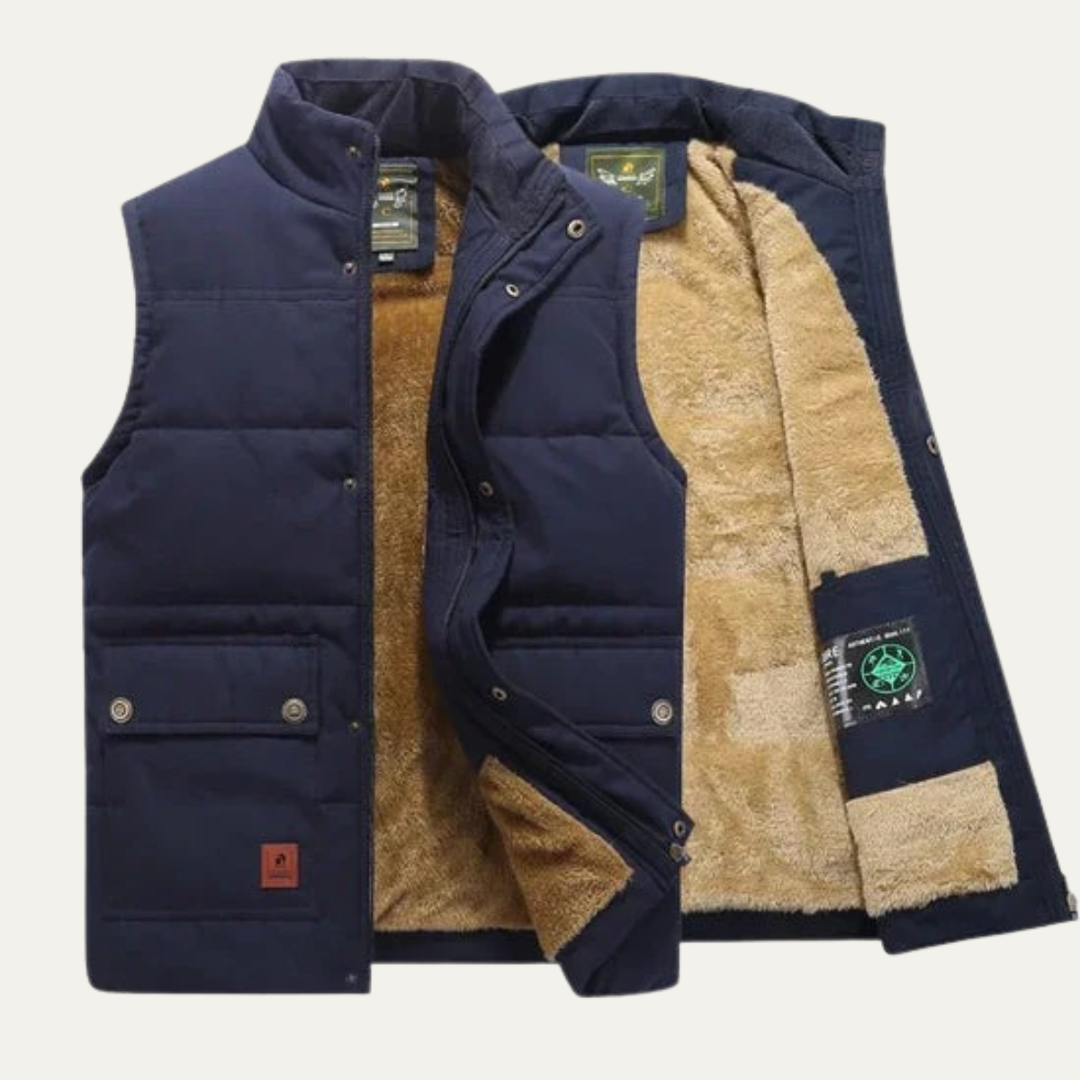 Men’s Insulated Winter Vest with High Neck and Button Front