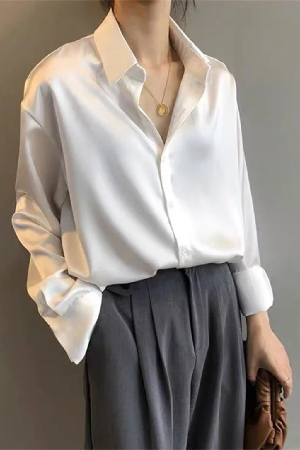 Elara | Luxe Satin Button Down Shirt