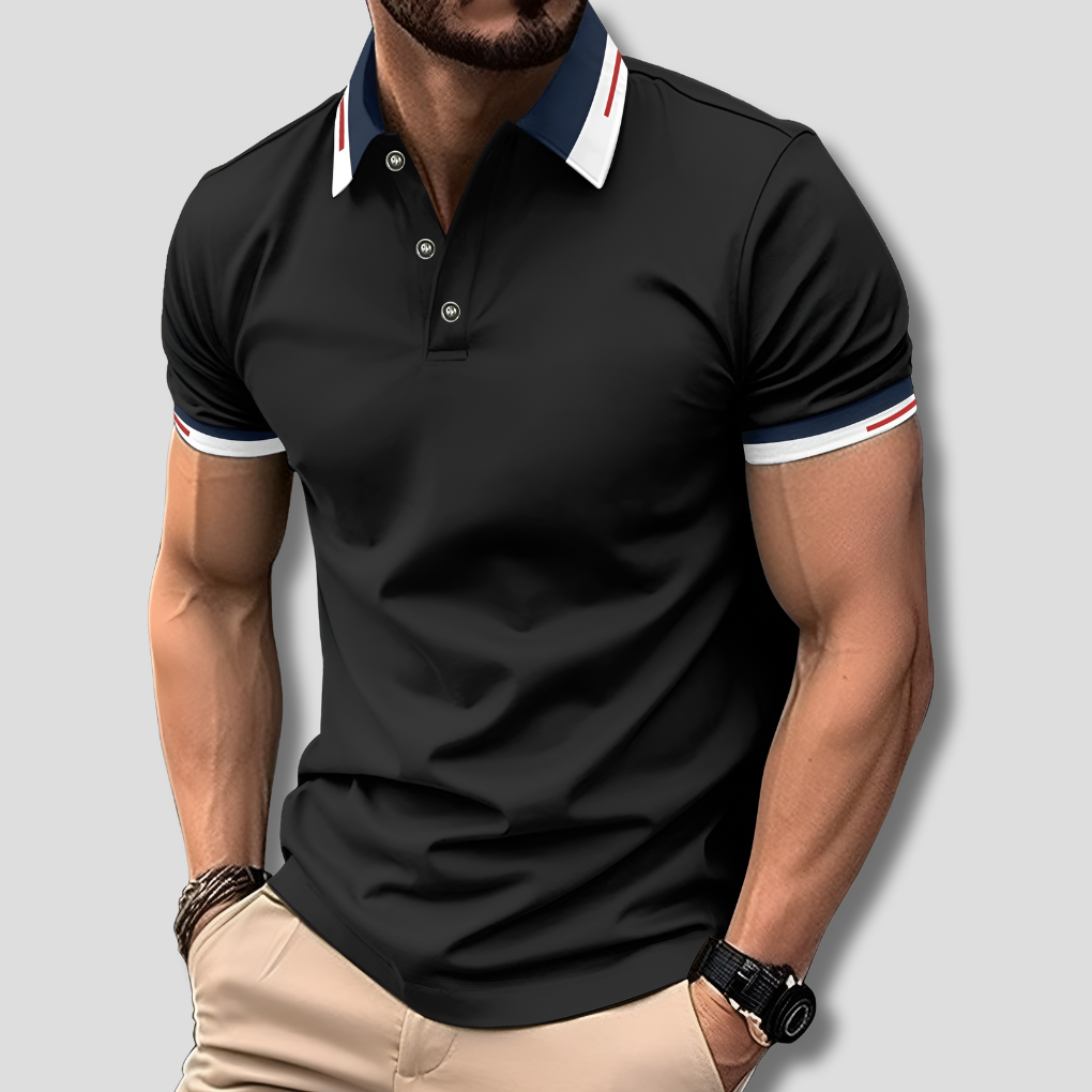 Bastian | Men's Polo Classic Contrast Collar Striped Trim