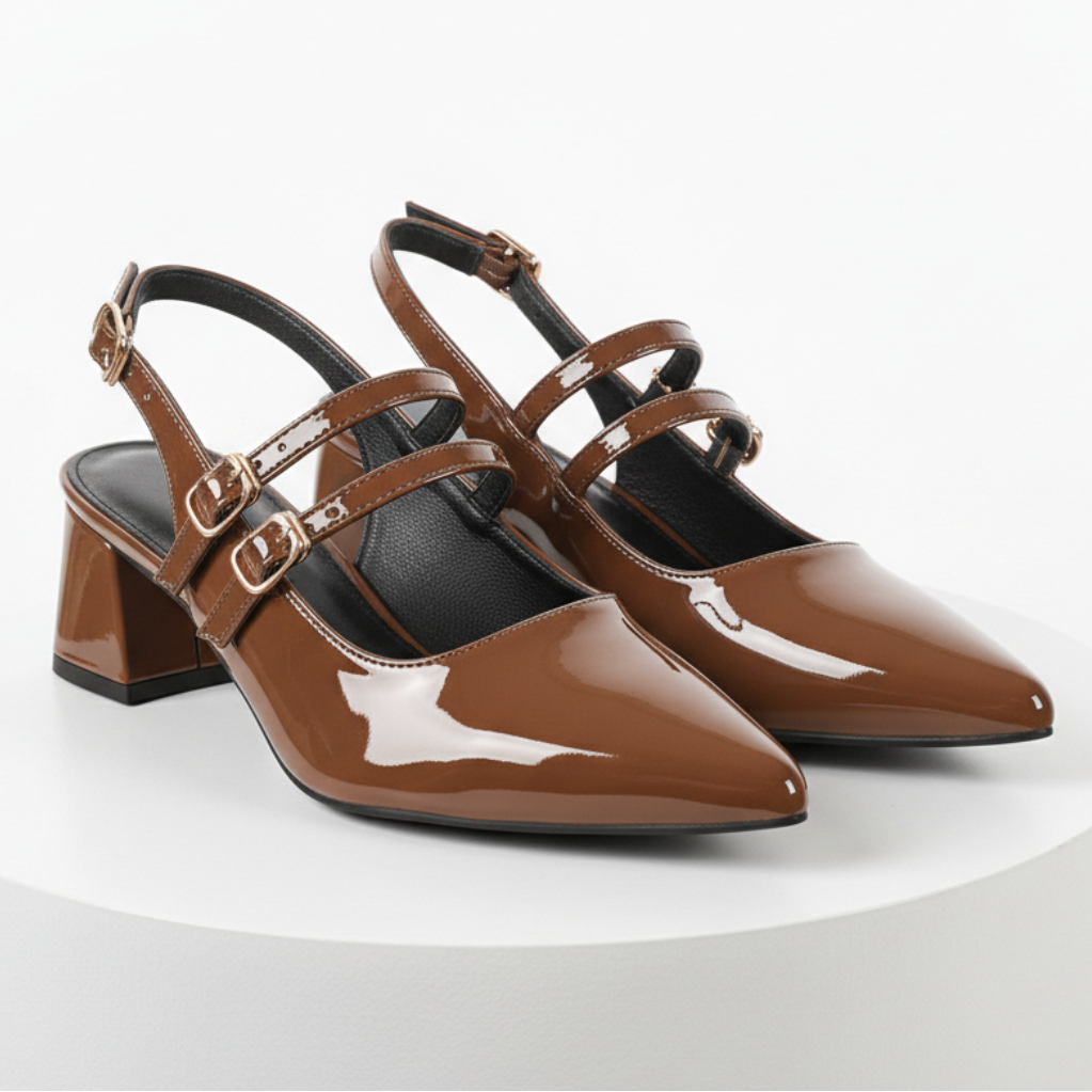Isadora | Elegant Double Strap Mary Jane Slingback Heels