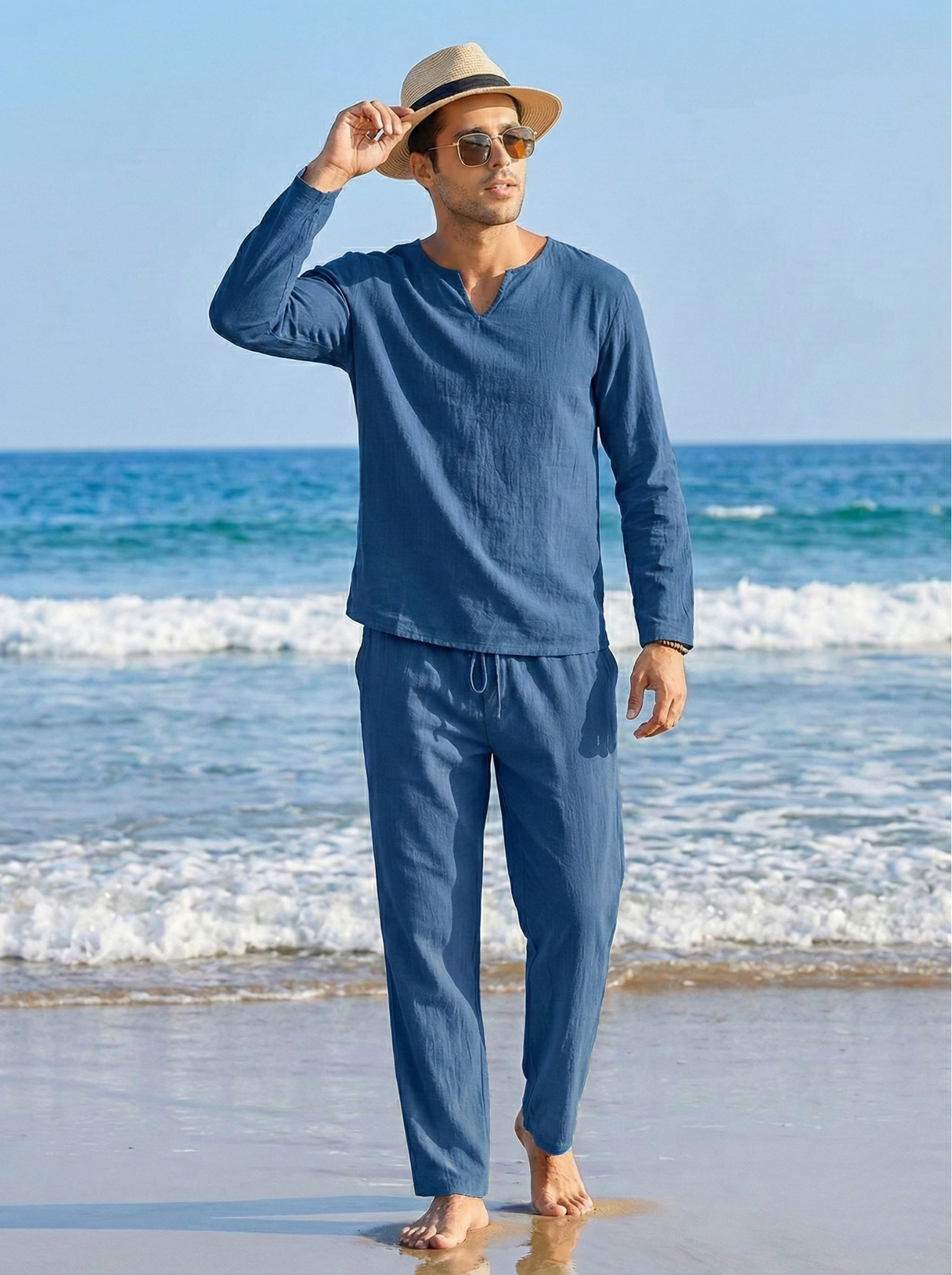 Solano | Men's Relaxed Linen Long Sleeve Top & Trouser Set