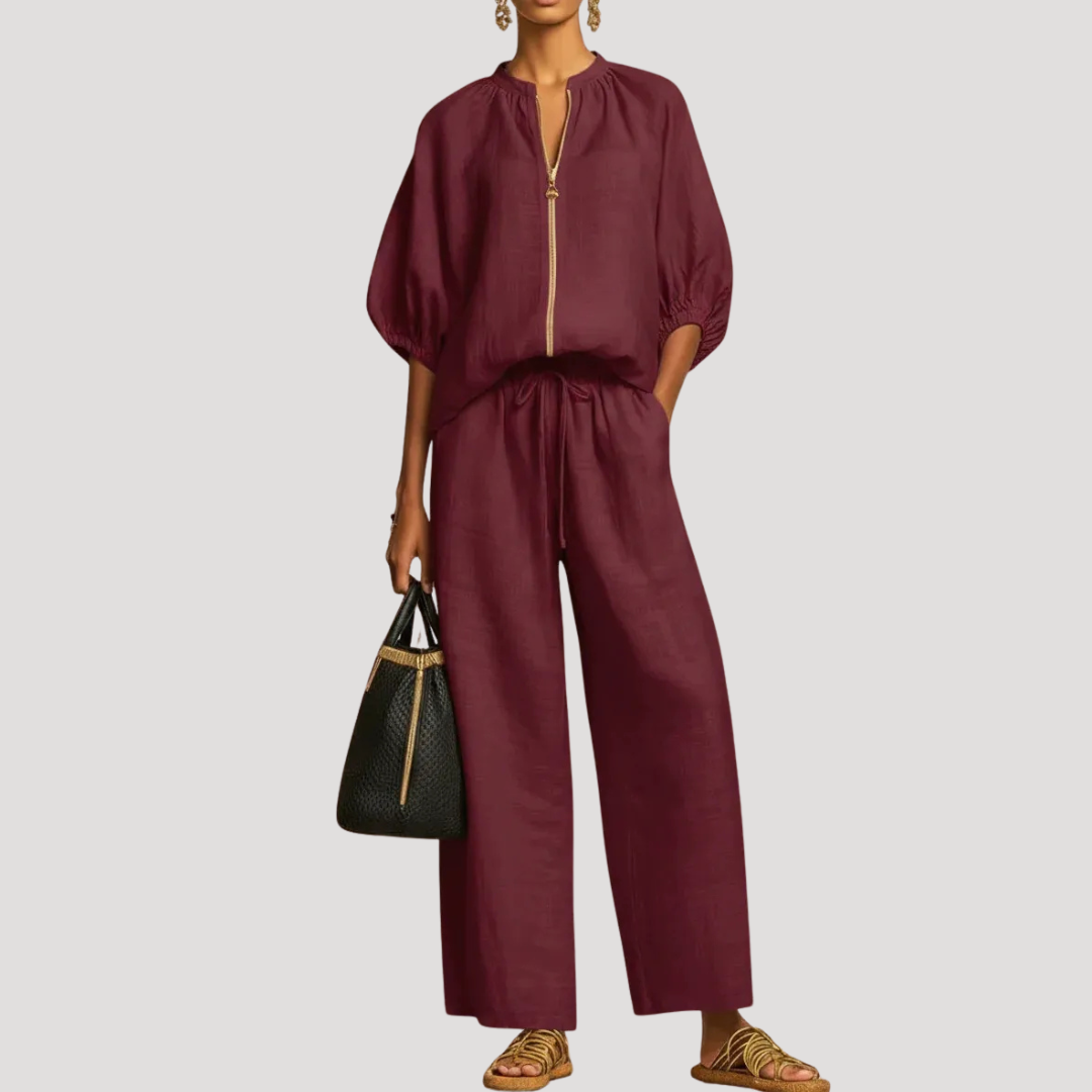 Celestria | Effortless Linen Puff Sleeve Going Out Sets