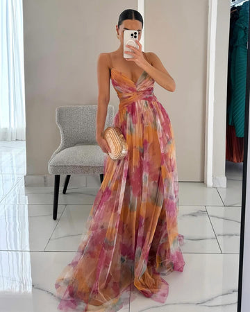 Chloe | Romantic Tie Dye Wrap Maxi Dress