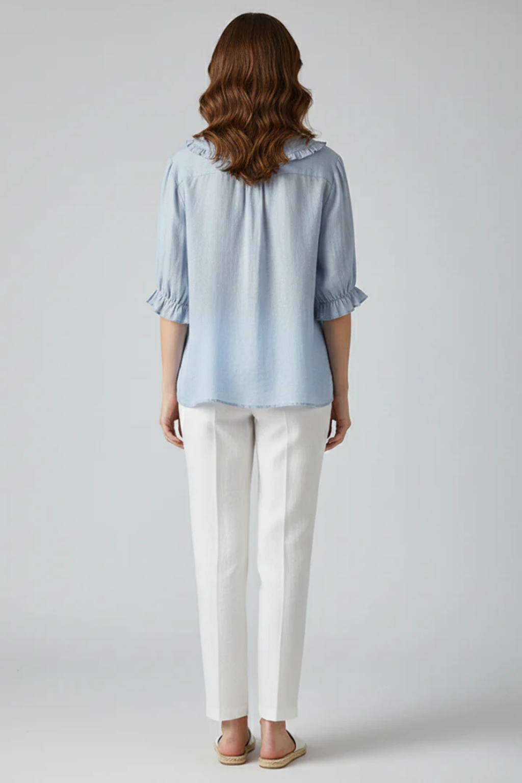 Nina | Refined Ruffle Collar Button Down Blouse