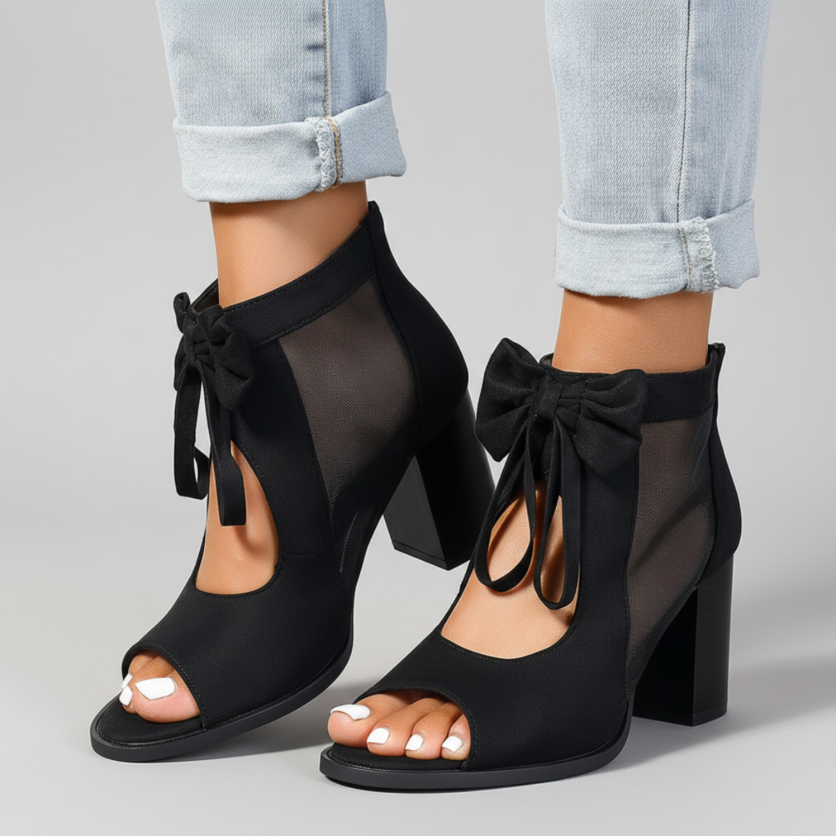 Sorella | Romantic Bow Tie Peep Toe Block Heels