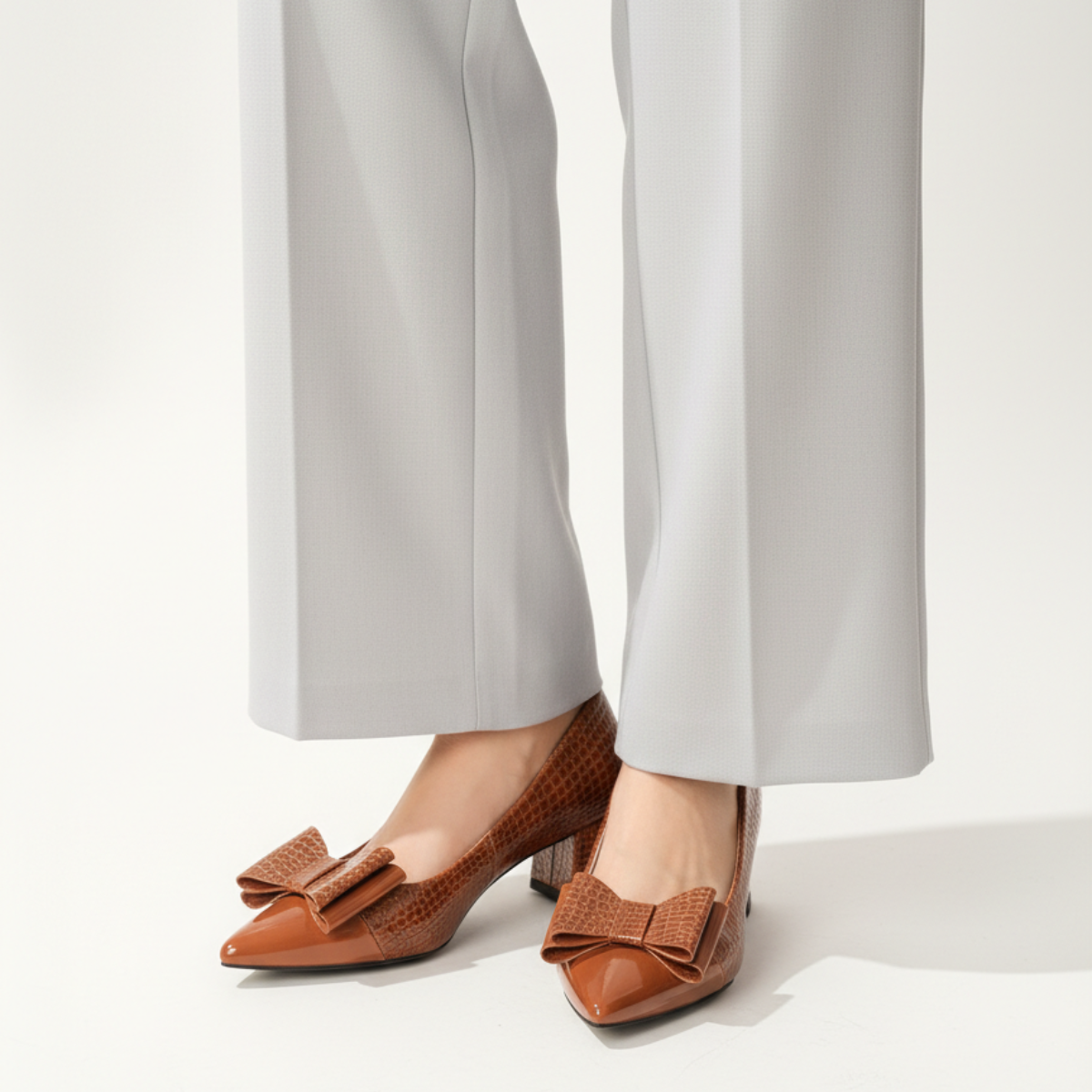 Celestine | Luxe Bow Detail Block Heel Court Shoes