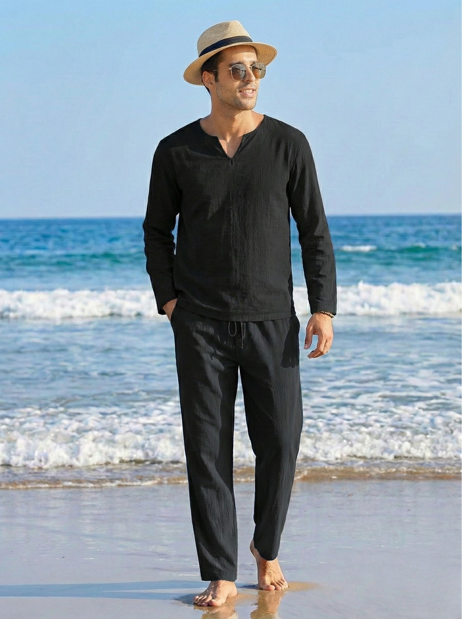 Solano | Men's Relaxed Linen Long Sleeve Top & Trouser Set