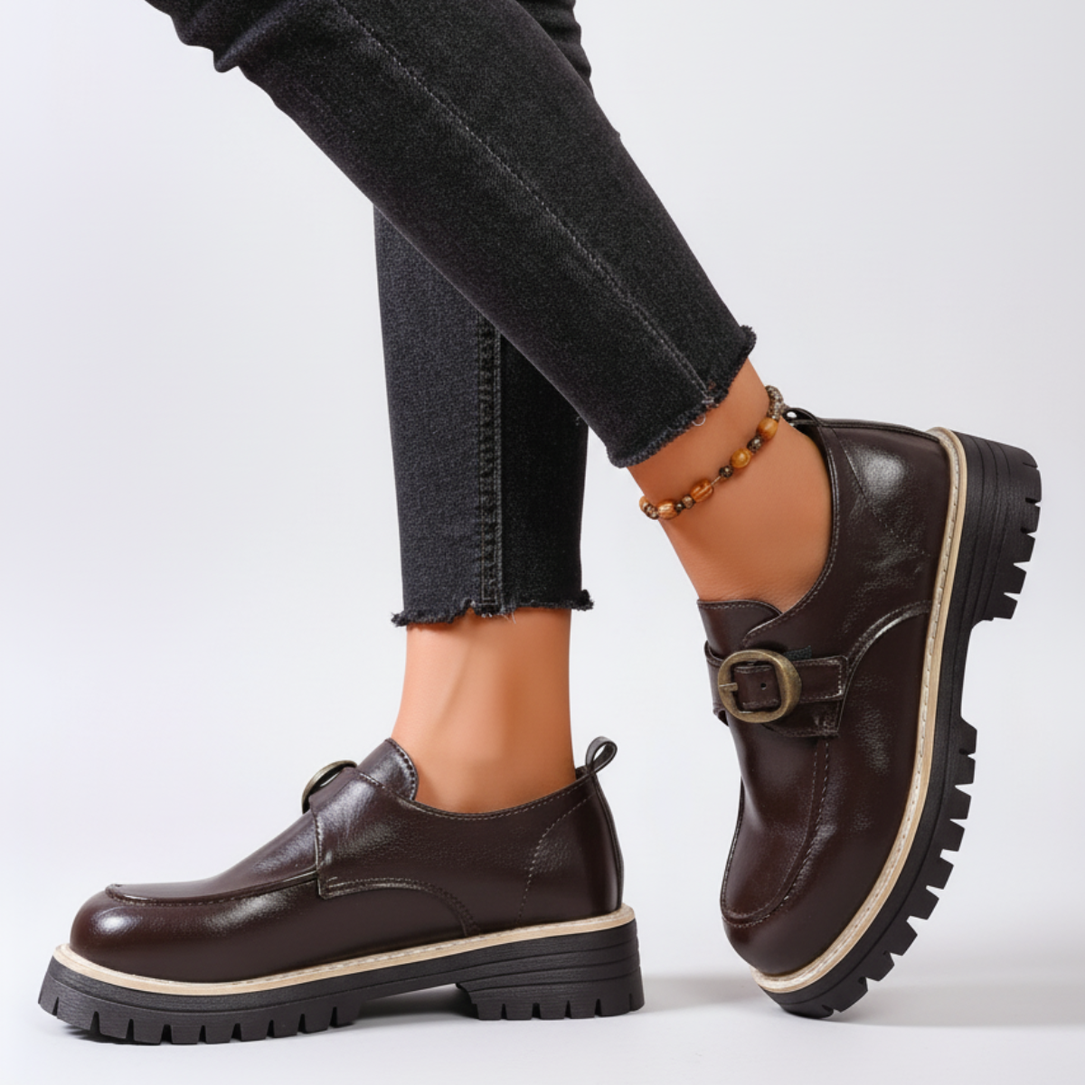 Evrana | Effortless Buckle Detail Chunky Sole Loafers