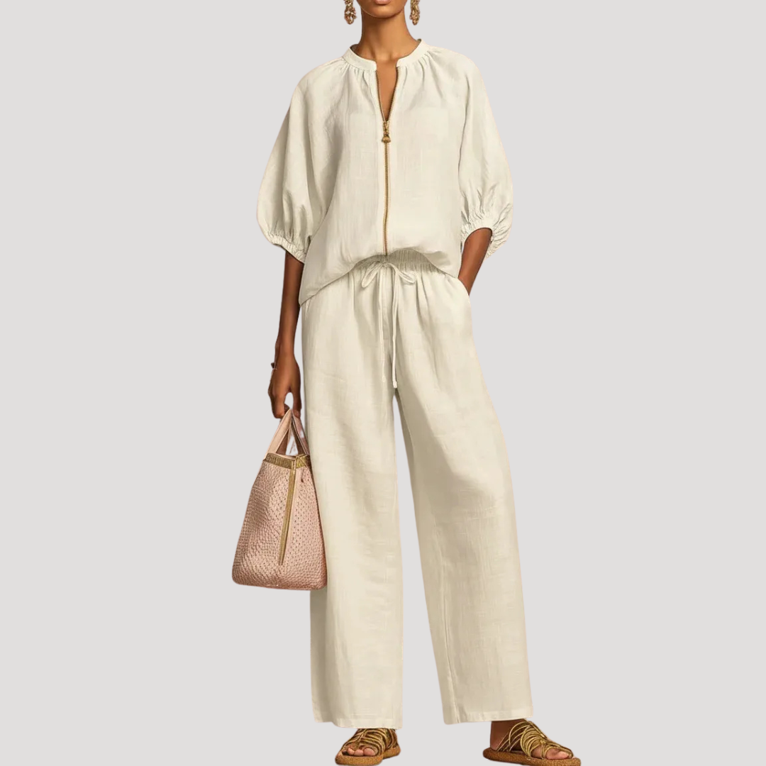 Celestria | Effortless Linen Puff Sleeve Going Out Sets