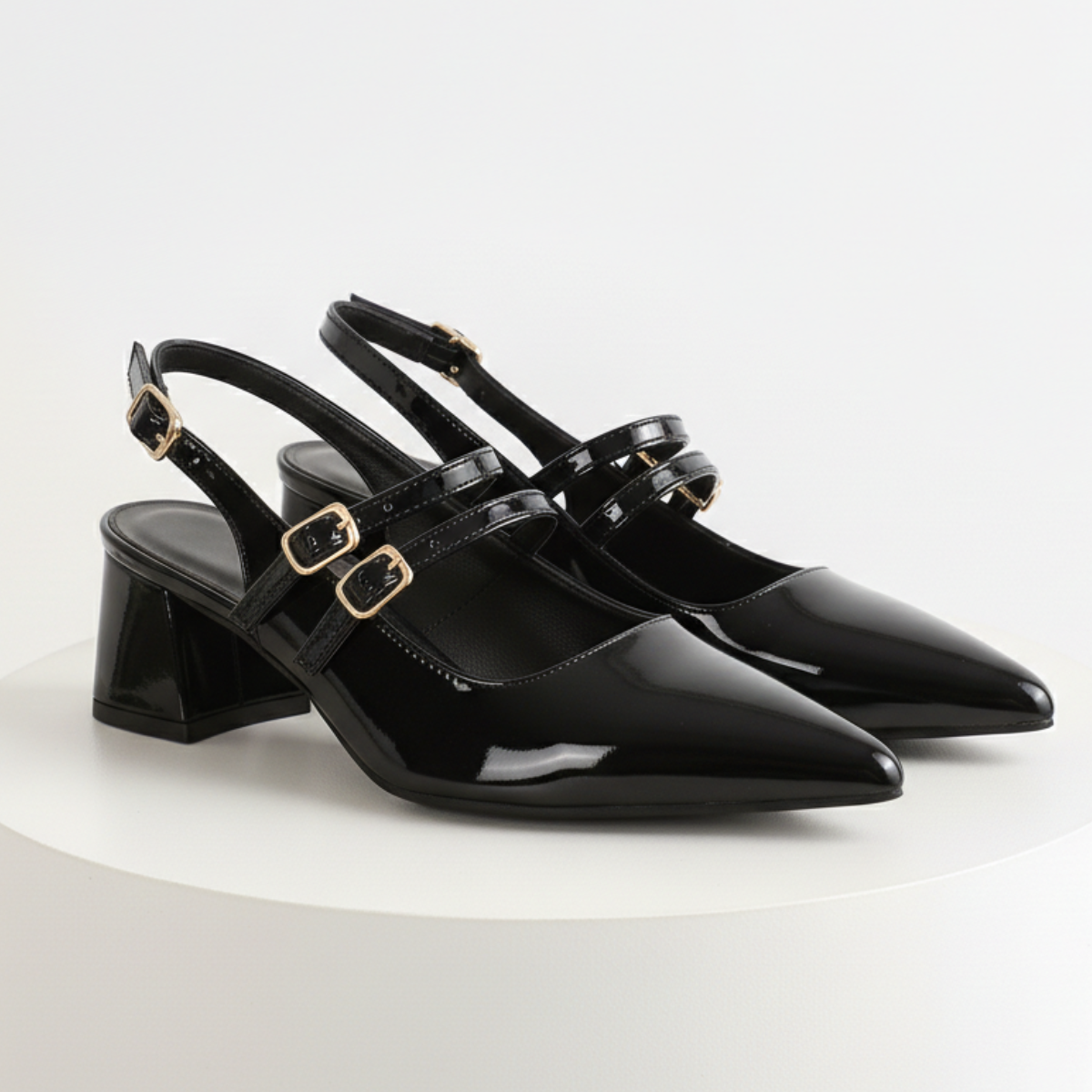 Isadora | Elegant Double Strap Mary Jane Slingback Heels