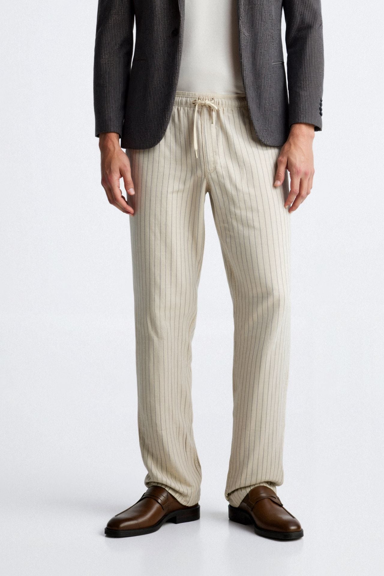 Caspian | Men's Relaxed Wide Leg Pinstripe Trousers