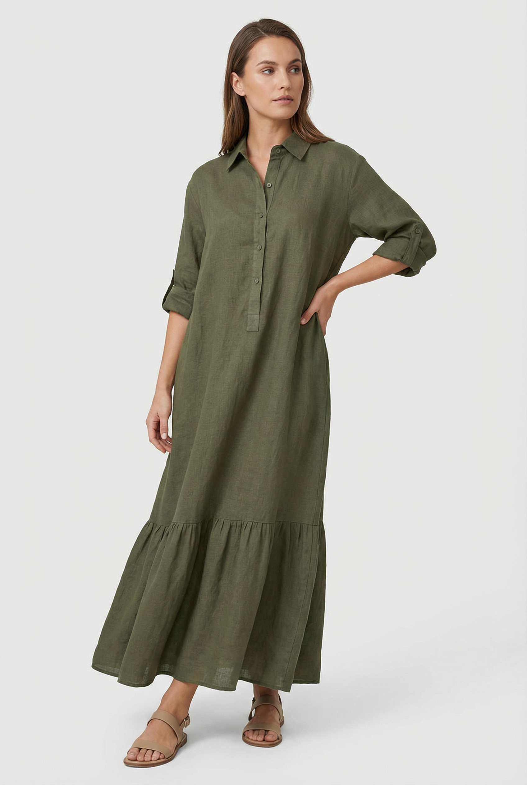 Clarissa | Effortless Tiered Shirt Maxi Dress
