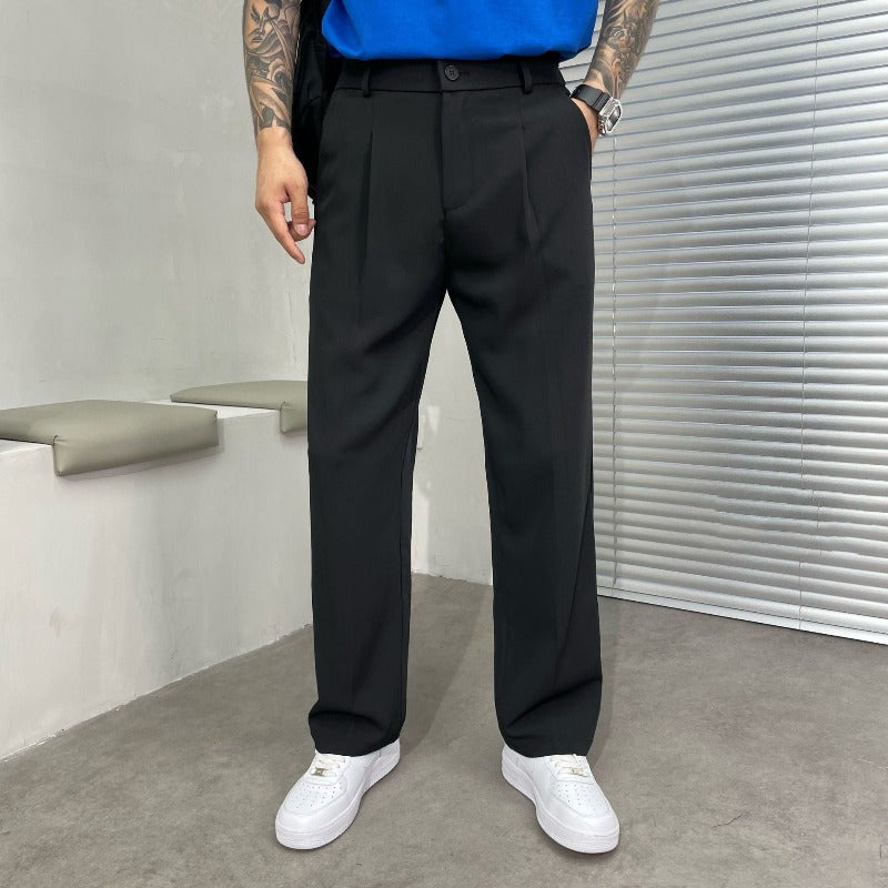 Harlen | Men's Relaxed Wide Leg Pleated Trousers