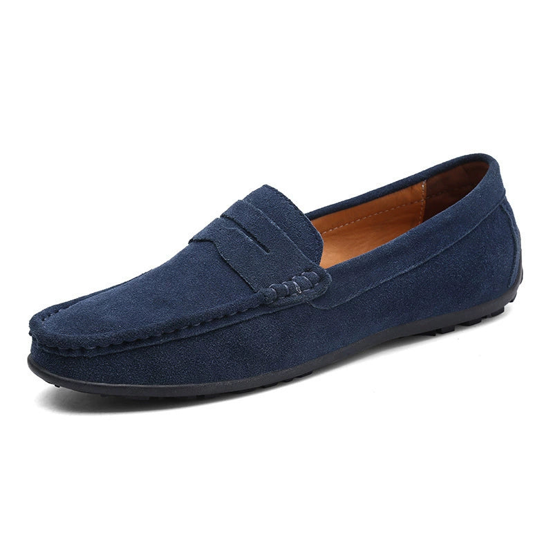 Men's Suede Penny Loafers - Moc Toe Rubber Sole