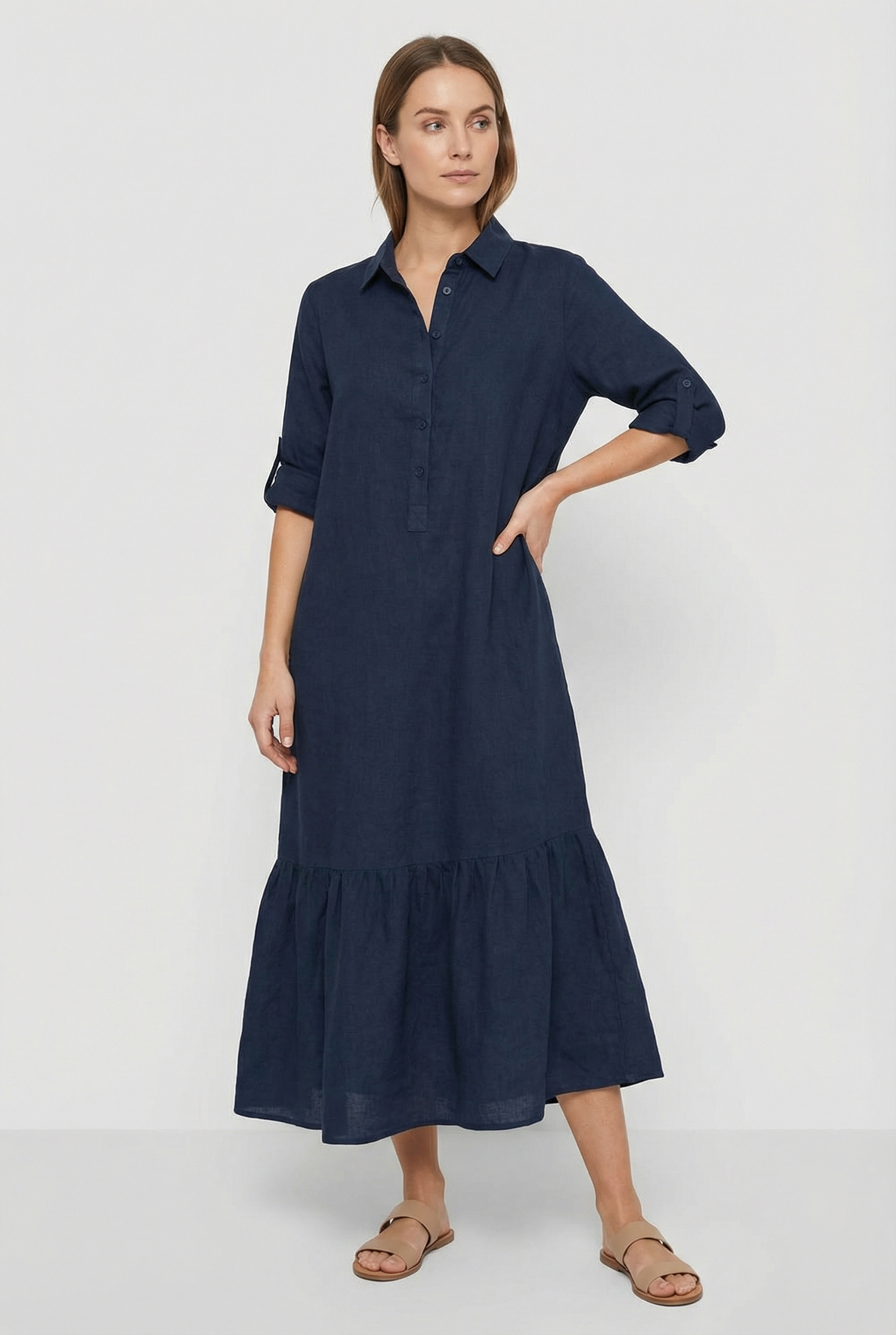 Clarissa | Effortless Tiered Shirt Maxi Dress