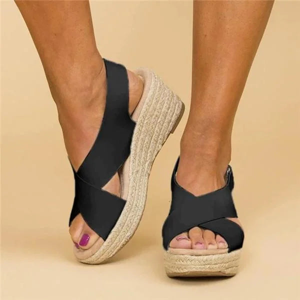 Cordelia | Orthopedic Cross-Over Espadrille Wedges