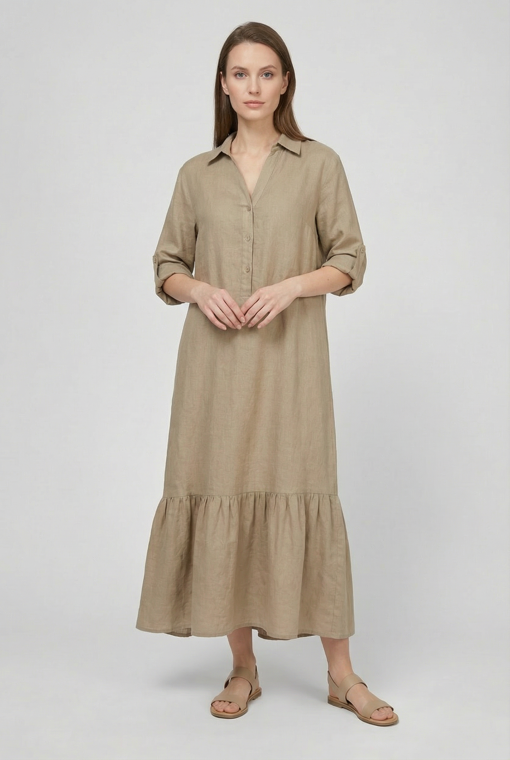 Clarissa | Effortless Tiered Shirt Maxi Dress