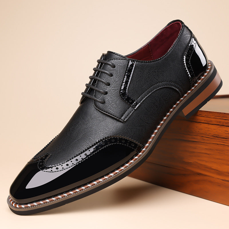 Harland | Men's Two-Tone Patent Leather Derby Brogues