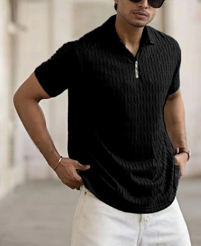 Maxim | Men's Classic Cable Knit Quarter Zip Polo