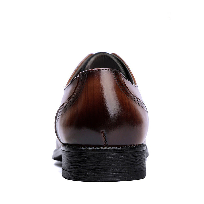 Men's Wingtip Brogues Leather Lace-Up Low Heel Derby Shoes