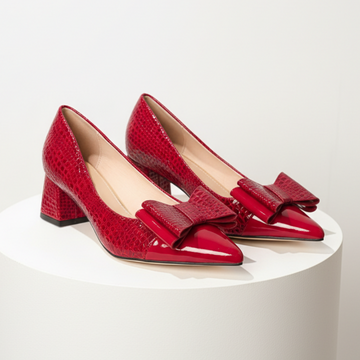 Celestine | Luxe Bow Detail Block Heel Court Shoes