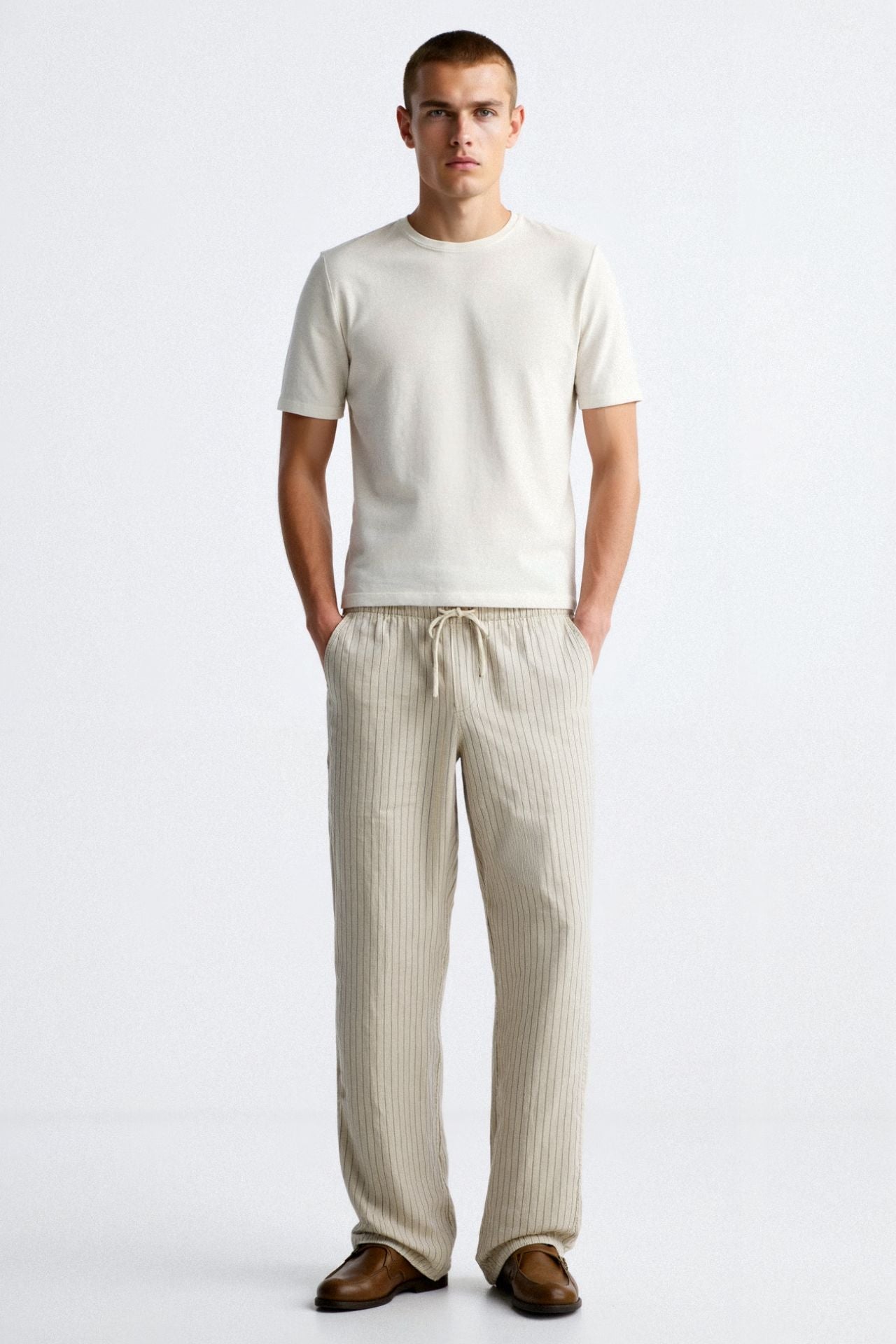 Caspian | Men's Relaxed Wide Leg Pinstripe Trousers