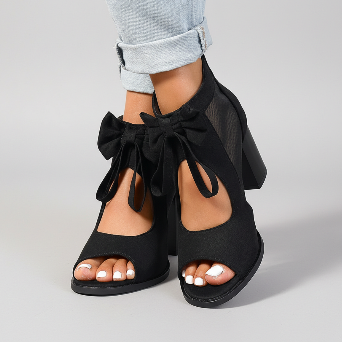 Sorella | Romantic Bow Tie Peep Toe Block Heels
