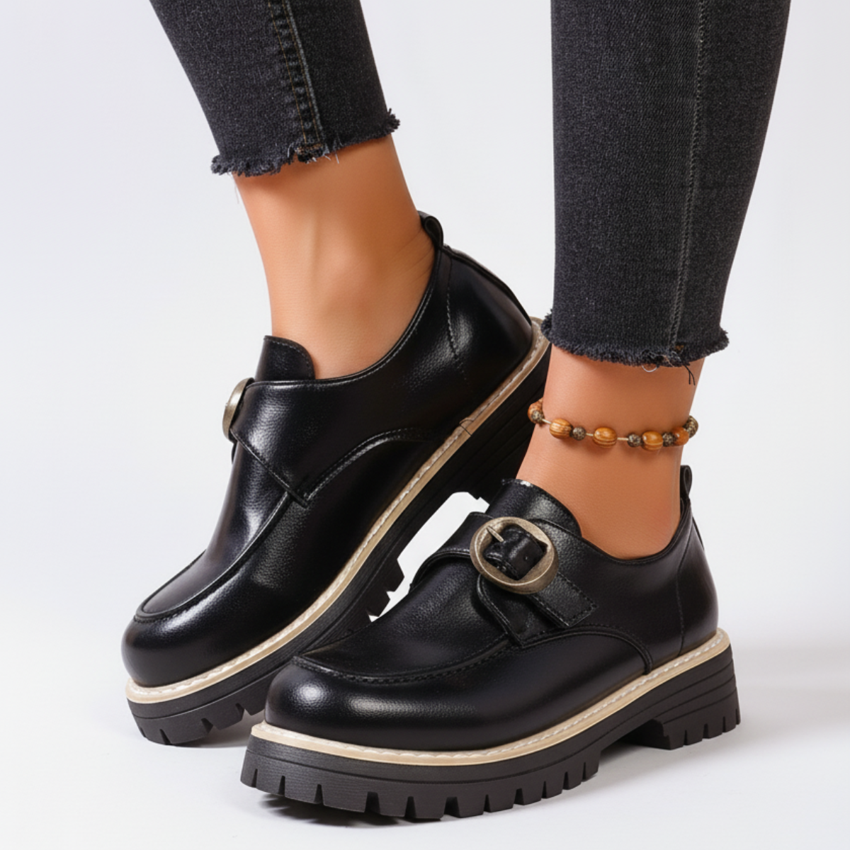 Evrana | Effortless Buckle Detail Chunky Sole Loafers