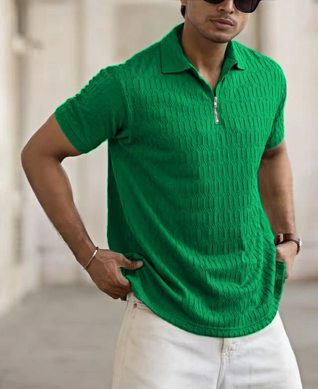 Maxim | Men's Classic Cable Knit Quarter Zip Polo