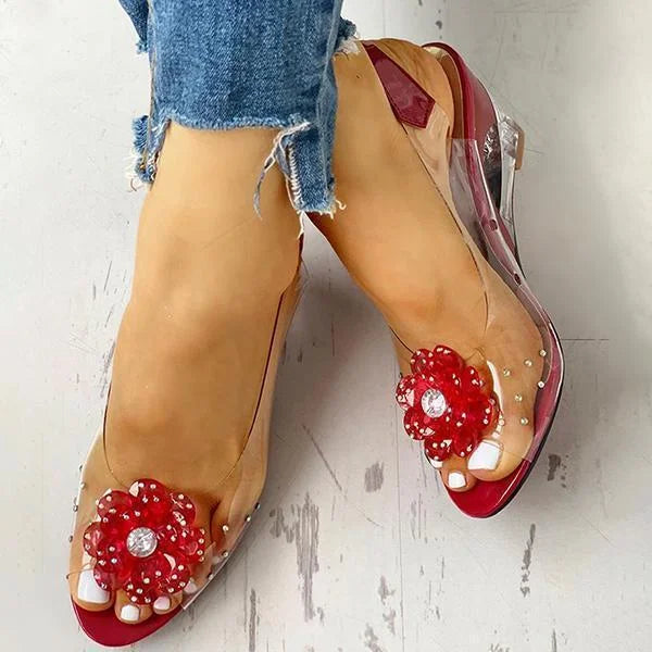 Elowen | Clear Wedge Sandals Slingback