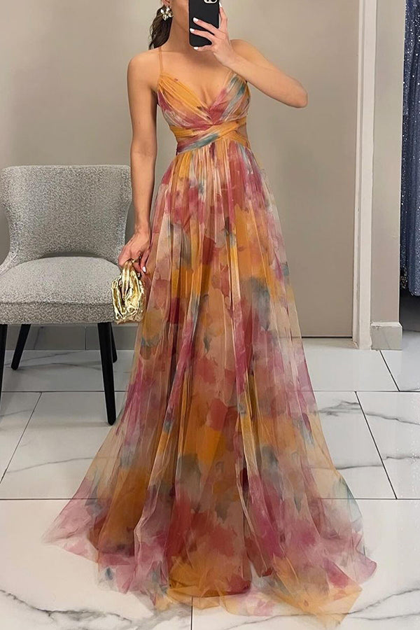 Chloe | Romantic Tie Dye Wrap Maxi Dress