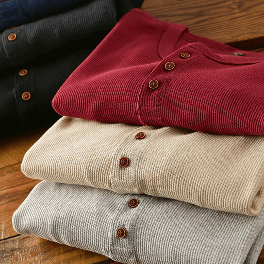 Caspian | Men's Classic Ribbed Henley Tshirt