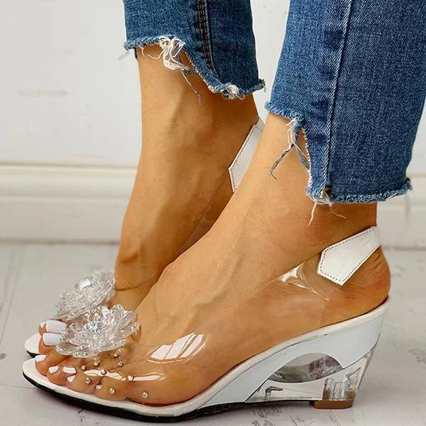 Elowen | Clear Wedge Sandals Slingback