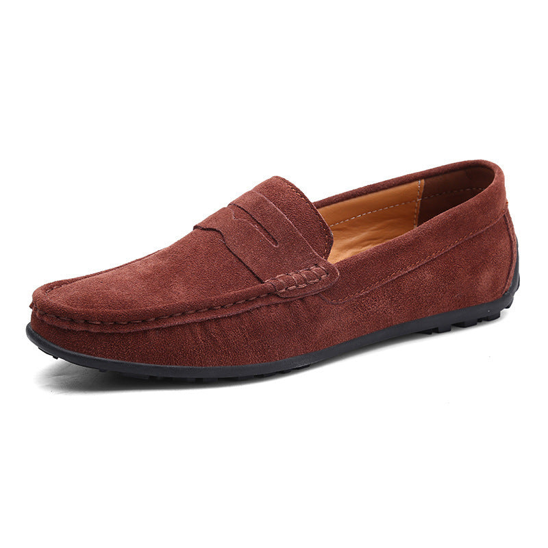Men's Suede Penny Loafers - Moc Toe Rubber Sole