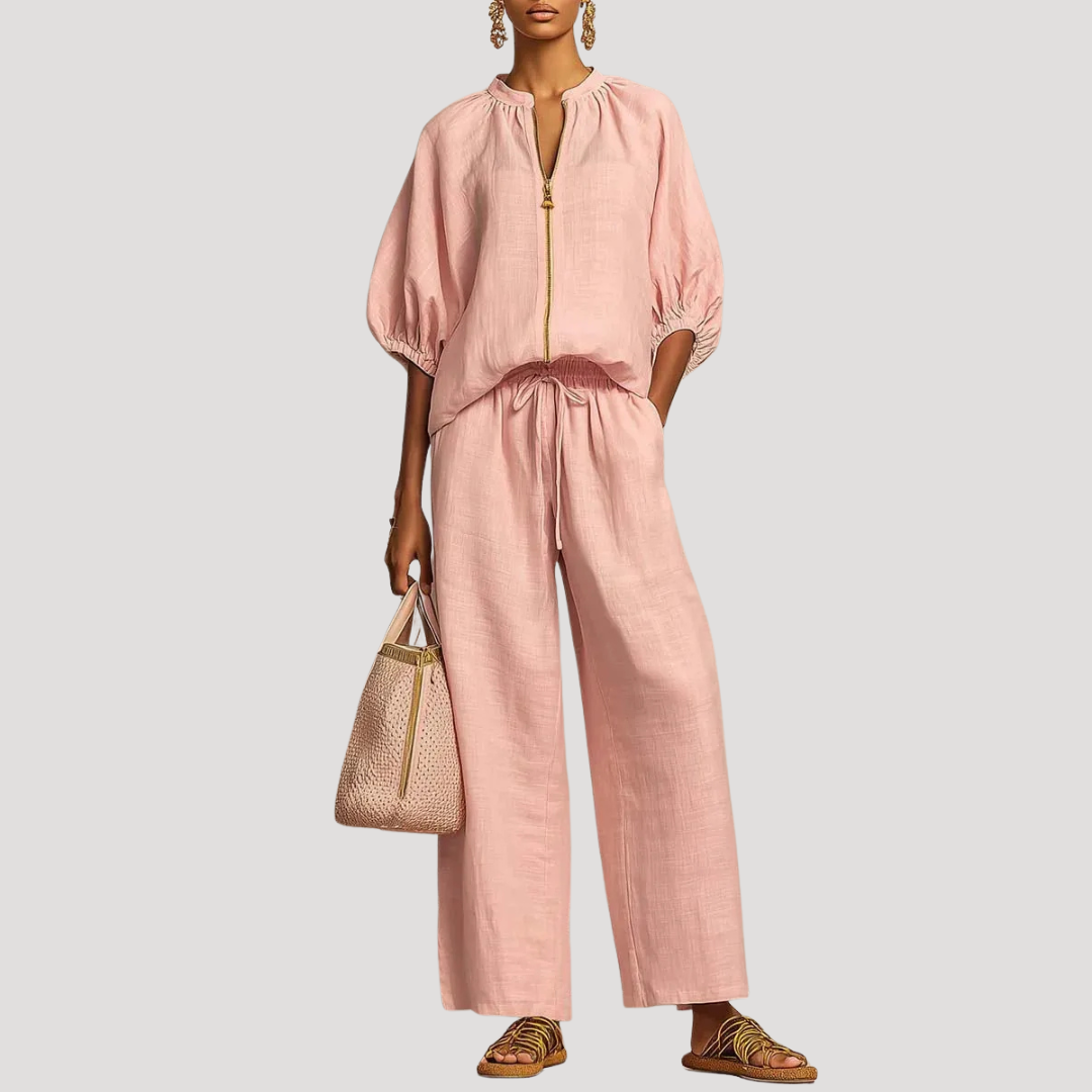 Celestria | Effortless Linen Puff Sleeve Going Out Sets