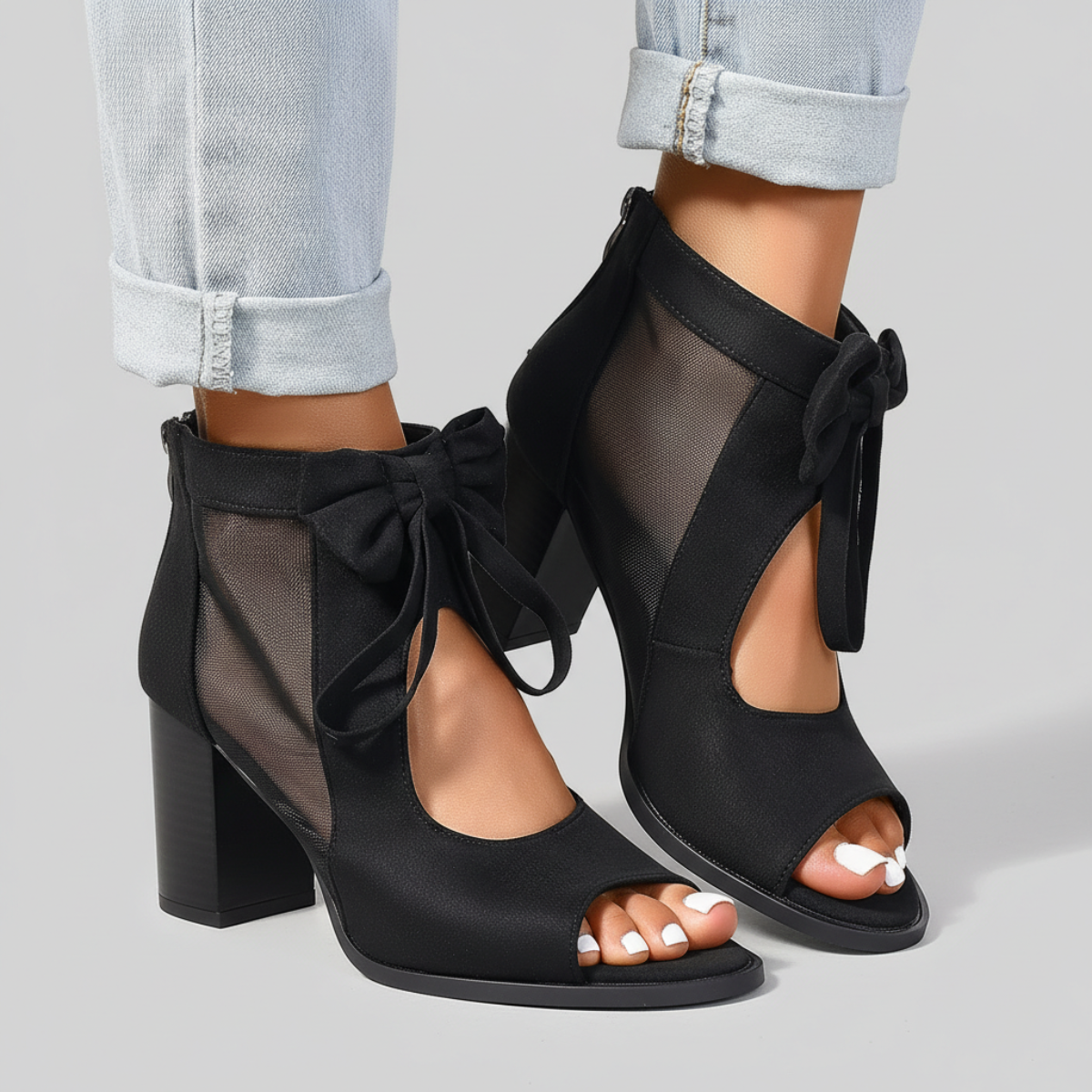 Sorella | Romantic Bow Tie Peep Toe Block Heels