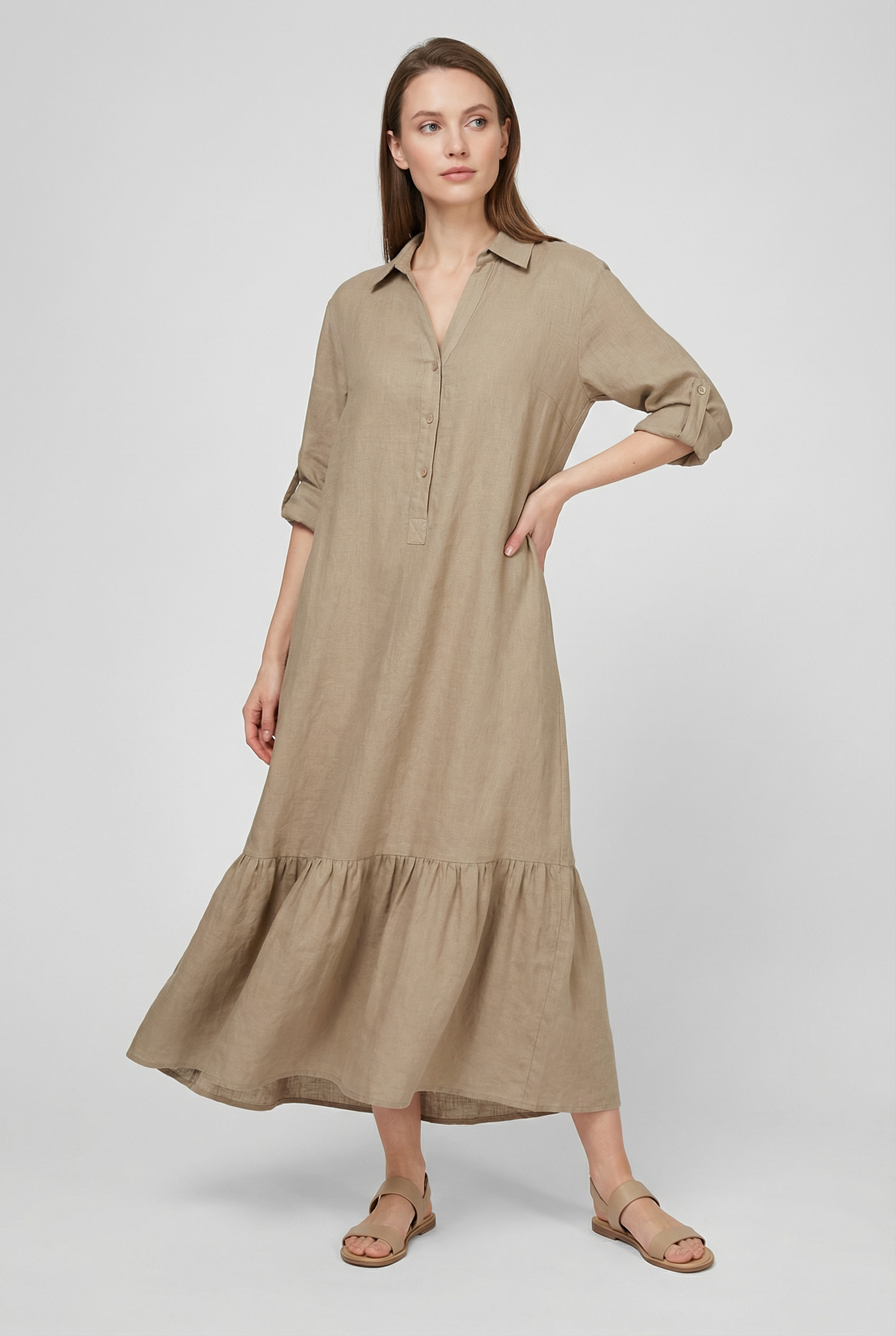 Clarissa | Effortless Tiered Shirt Maxi Dress