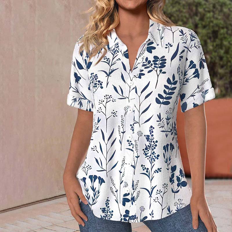 Evangeline | Blouse Botanical Print Relaxed Going Out Tops