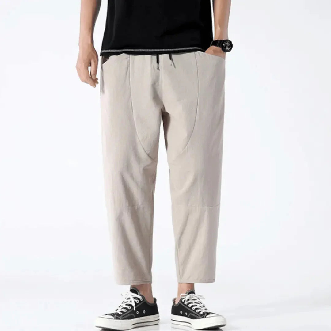 Kai | Men's Casual Wide Leg Cropped Trousers