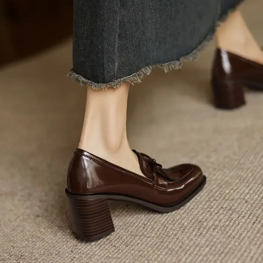 Tamsin | Patent Leather Loafers Block Heel