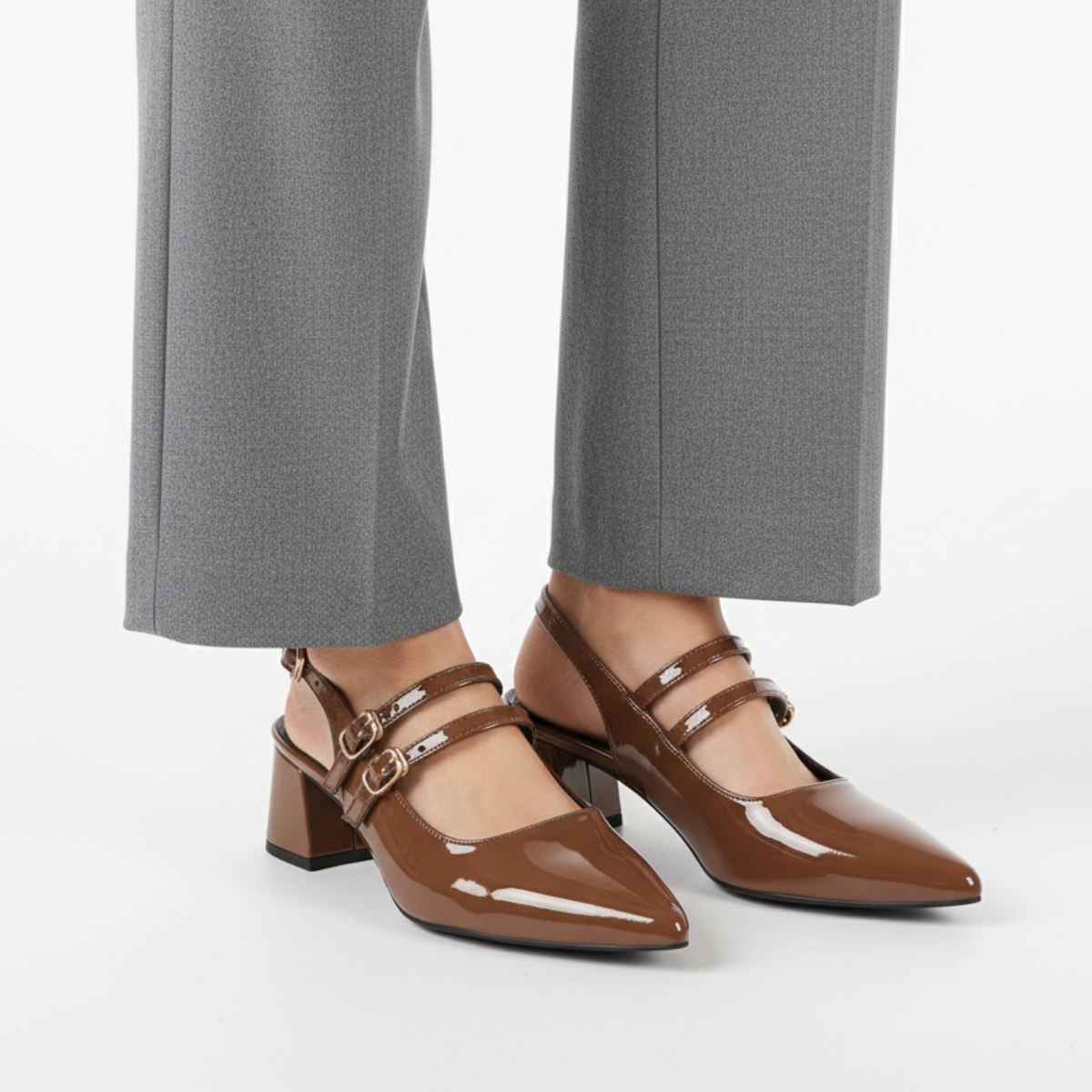 Isadora | Elegant Double Strap Mary Jane Slingback Heels