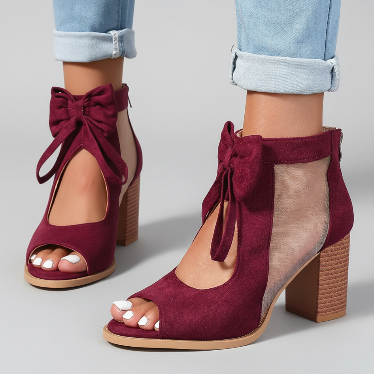 Sorella | Romantic Bow Tie Peep Toe Block Heels