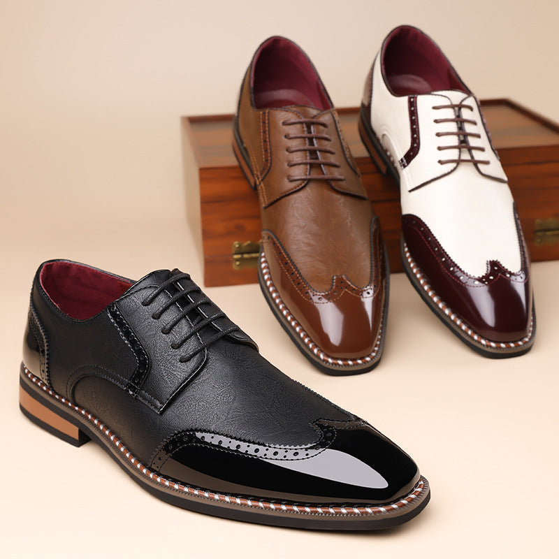 Harland | Men's Two-Tone Patent Leather Derby Brogues