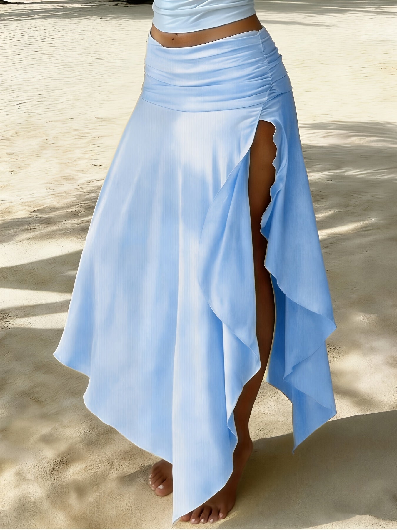 Celestria | Elegant Asymmetric Ruffle Maxi Skirt